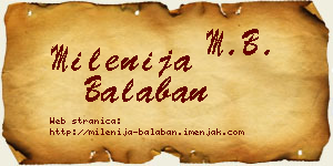 Milenija Balaban vizit kartica